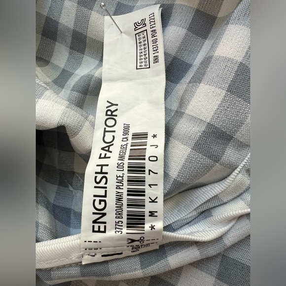 Stelen English Factory Women’s Med Grey Gingham Balloon Sleeve Zip Long Jacket - Picture 6 of 11